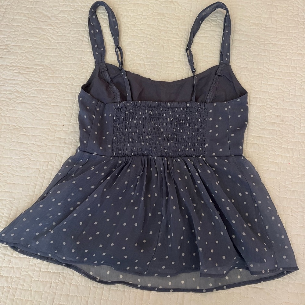 Abercrombie and Fitch Blue Babydoll Tank Top
with White Polka Dots Size XS - Picture 5 of 7